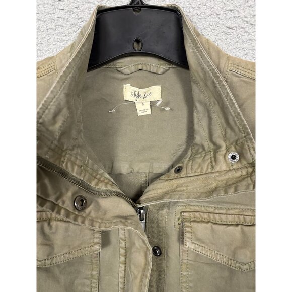 Style & Co. Women's Olive Drab Green Utility Jacket Size Small Pre-Owned - Picture 6 of 8